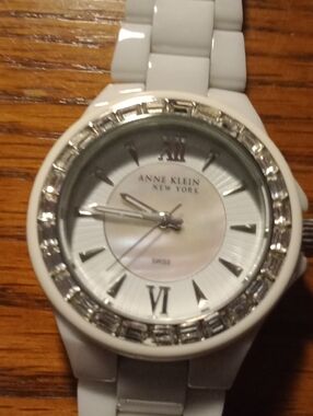 Anne Klein White Ceramic Crystal-Accent Women's Watch